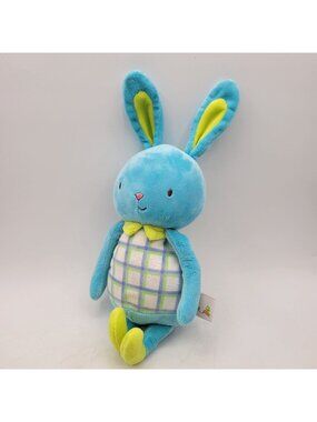 Bunnies By The Bay Bunny Blue Plush Plaid Shirt Green Long Ears